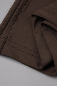 Cap Sleeves Pleated Lace Maxi Dress Borwn