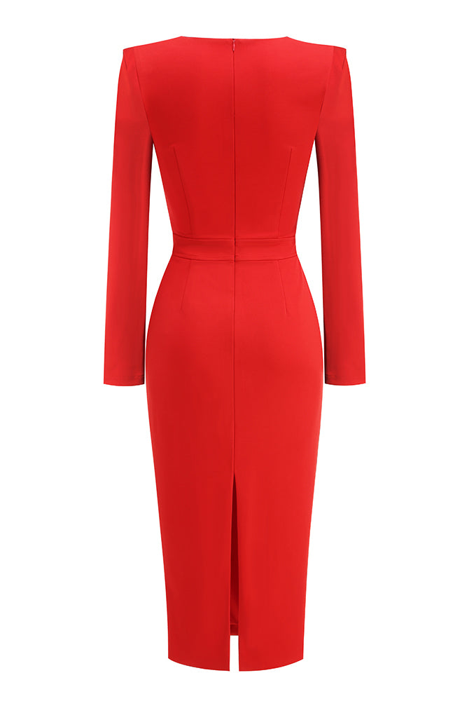 Cap Sleeves Sequin Embellished Midi Dress in Red Black Red / Medium Cap Sleeves Sequin Embellished Midi Dress in Red Black Red / Medium