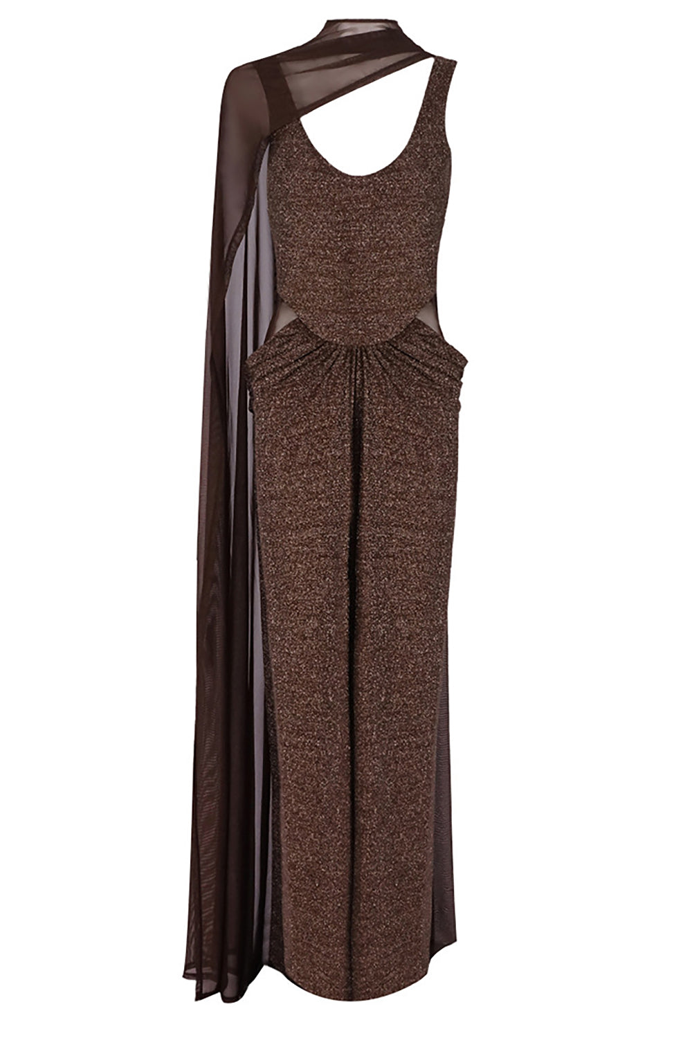 Chiffon Scarf Corseted Sparkly Gown
