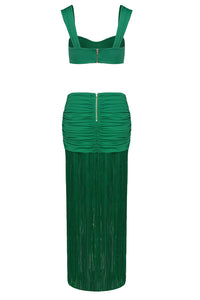 Contour Bust Wide Strap Fringe Skirt Set
