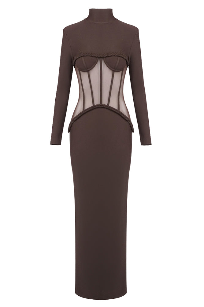 Corset Mesh Elegance Mirage Maxi Dress