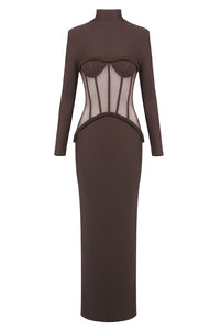 Corset Mesh Elegance Mirage Maxi Dress