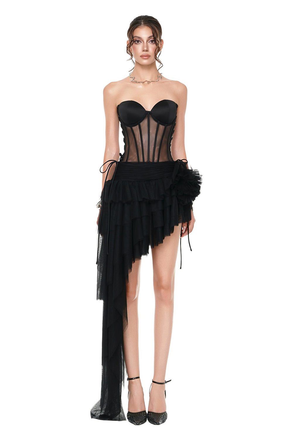black corset mesh dress Thats So Fetch | Aderyn Satin Corset Maxi Dress | Black