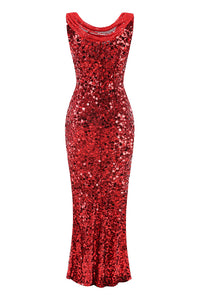 Cowl Sequin Maxi Evening Gown