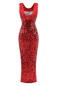 Cowl Sequin Maxi Evening Gown