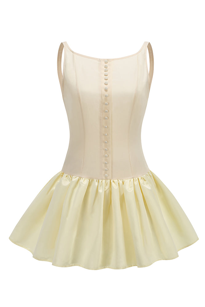 Cream A-Line Mini Dress Yellow / Small Cream A-Line Mini Dress Yellow / Small