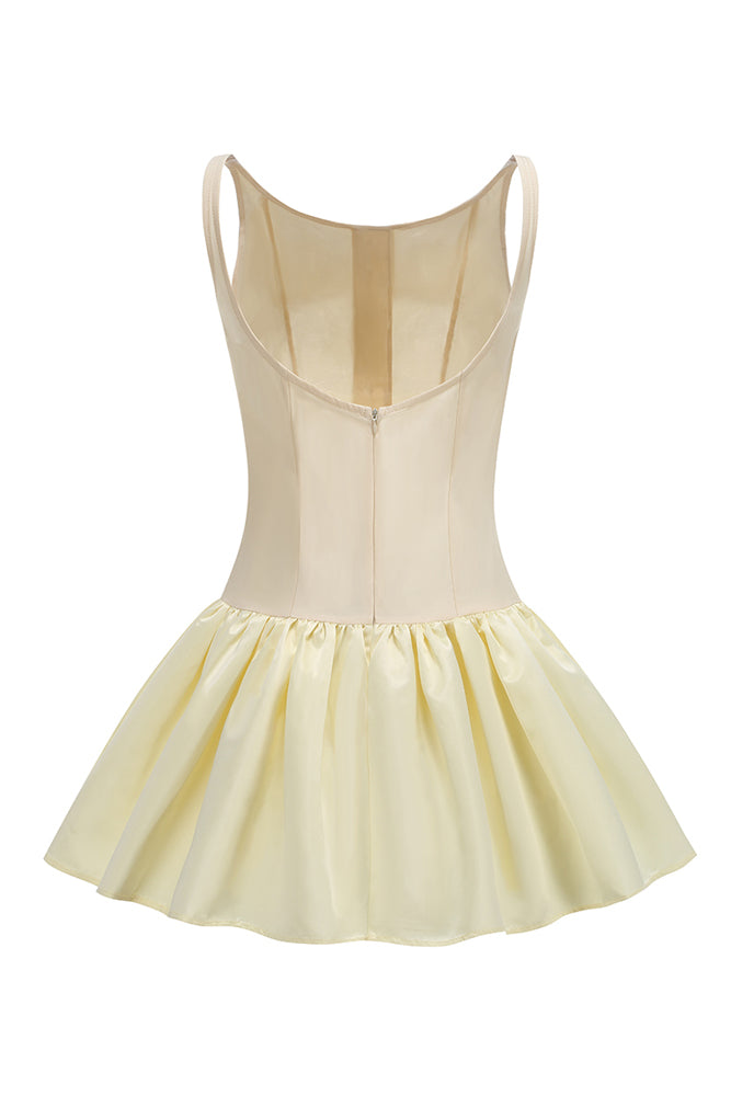 Cream A-Line Mini Dress Yellow / Small Cream A-Line Mini Dress Yellow / Small