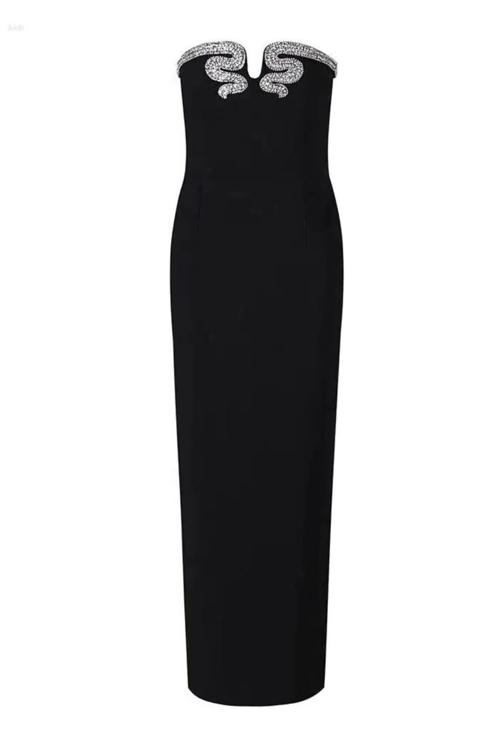 snake embroidered dress Crystal-Snake Strapless Gown Black / Large