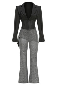 Long Sleeve Crystal-embellished Suit