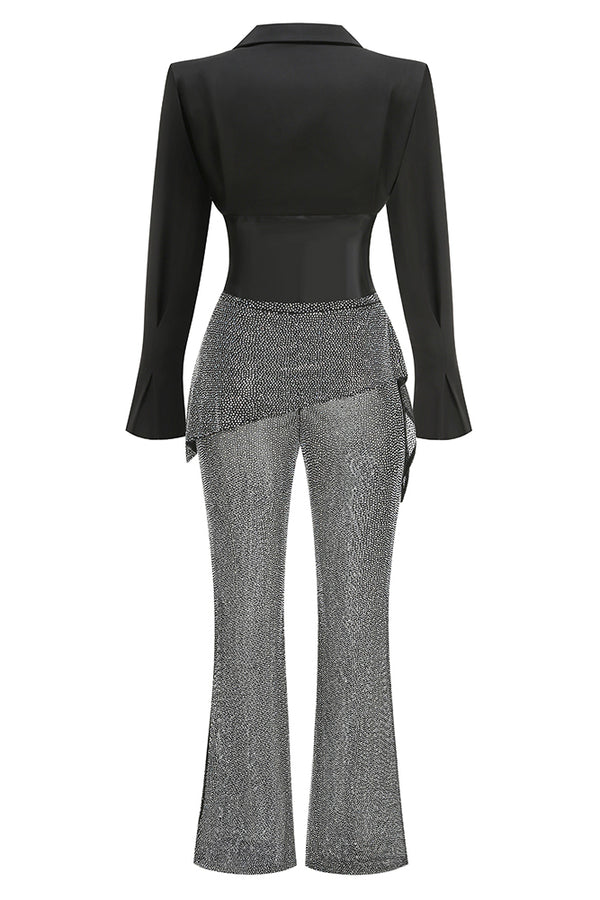 Long Sleeve Crystal-embellished Suit