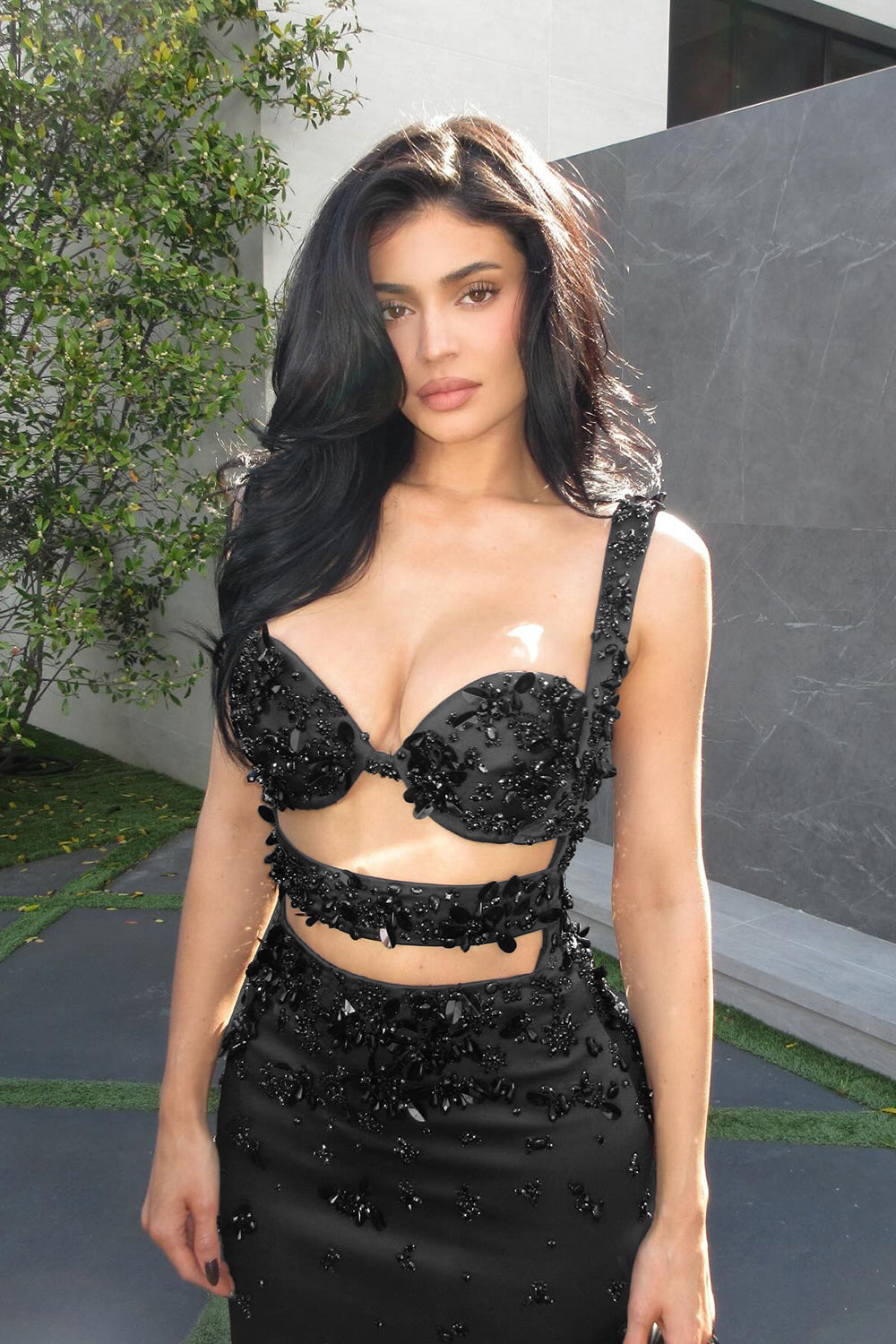 Crystal Sequin Cut Out Gown