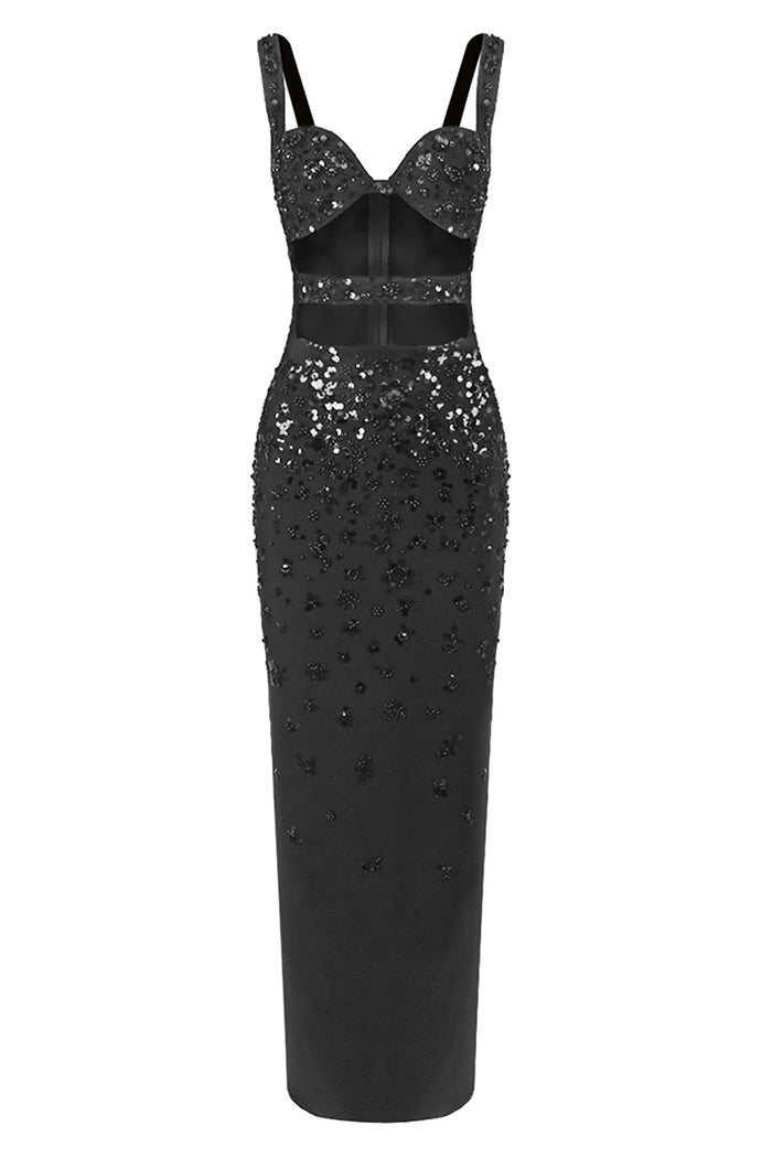 Crystal Sequin Cut Out Gown