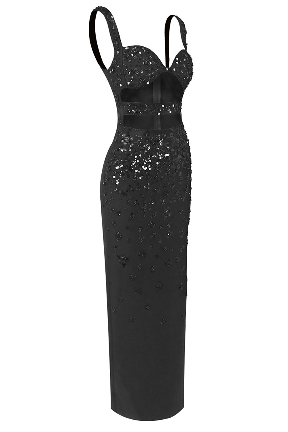 Crystal Sequin Cut Out Gown