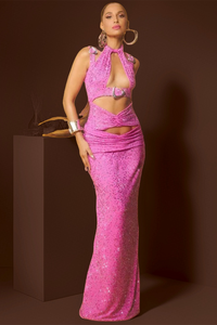 Crystal Embellished Cut Out Gown