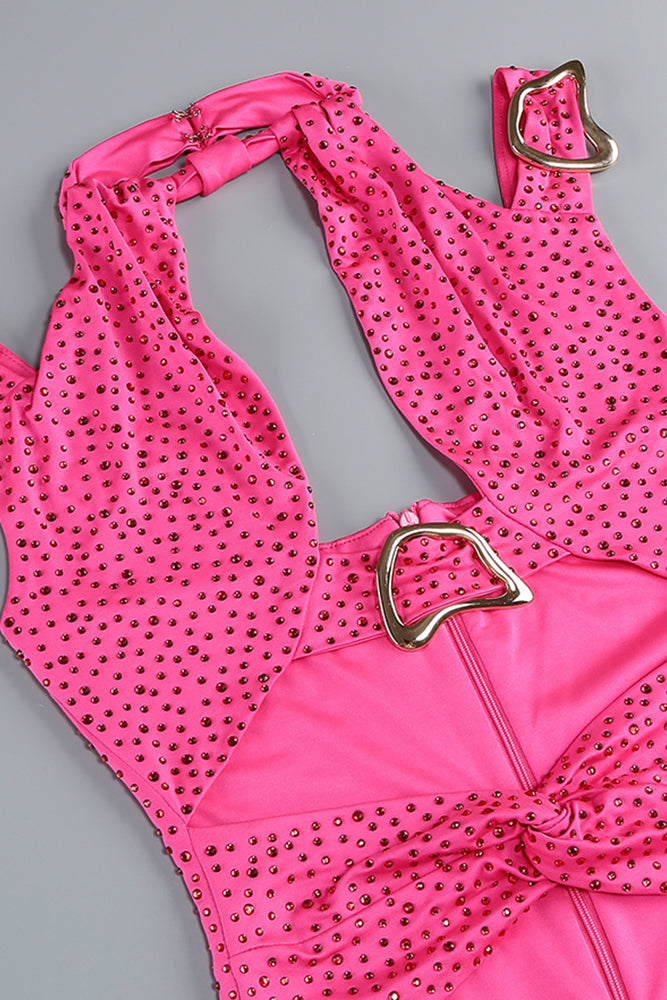 Crystal Embellished Cut Out Gown