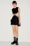 Crystal Embroidered Cut Out Short Bandage Dress