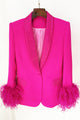 Crystal Feather-Trim Blazer