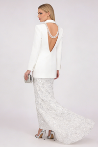 Crystal Sequin-embellished Blazer Lace Maxi Skirt