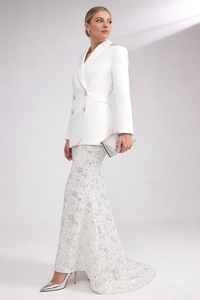 Crystal Sequin-embellished Blazer Lace Maxi Skirt