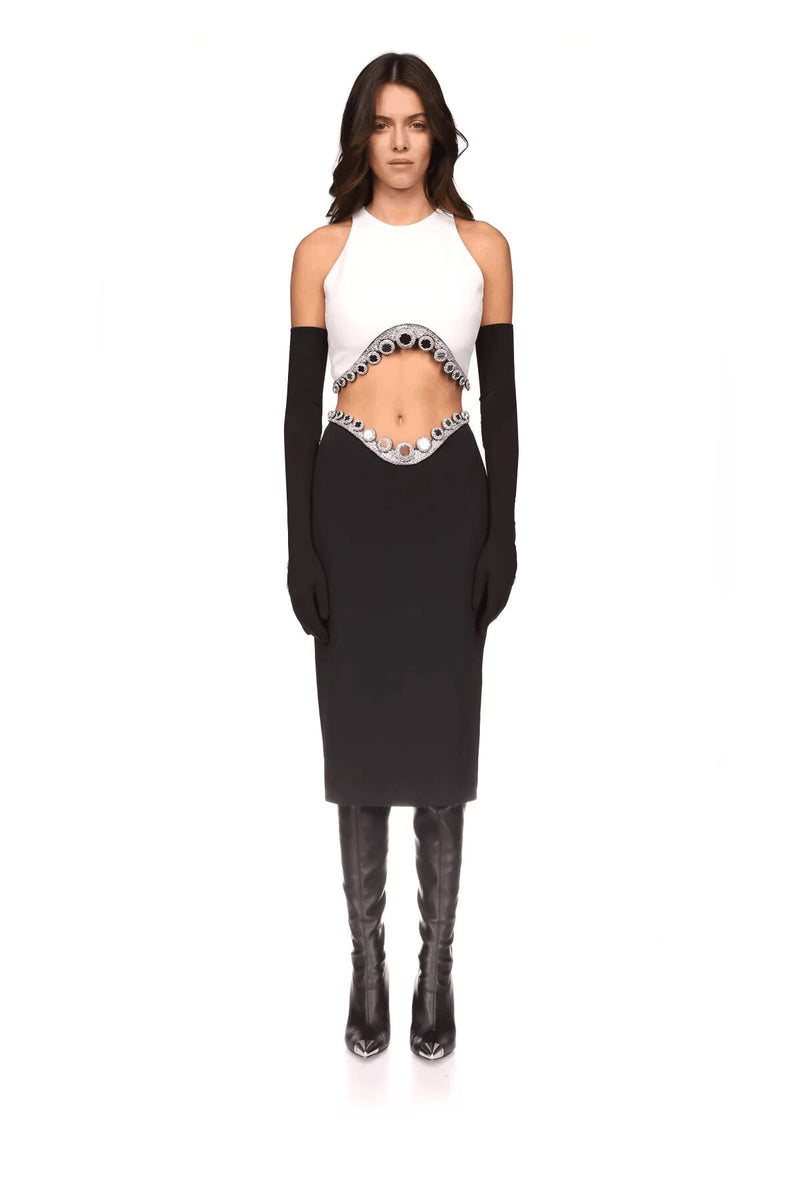Crystal Tentacle Cropped Top & Jewelled Mini Skirt