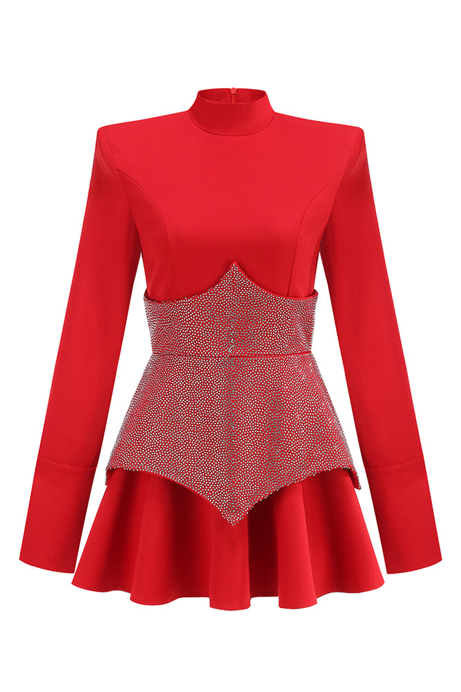 Crystal Embelllished Shaper A-Line Dress IULOVER Crystal Embelllished Shaper A-Line Dress IULOVER