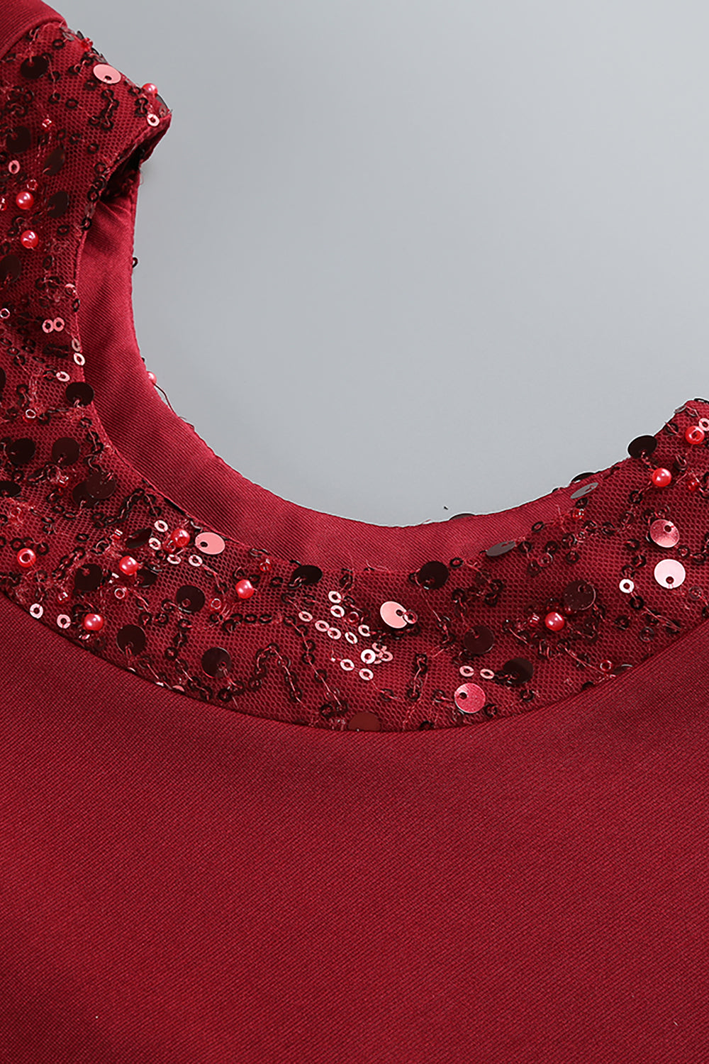 Cut Out Sequin Mesh-insert Maxi Dress In Burgundy