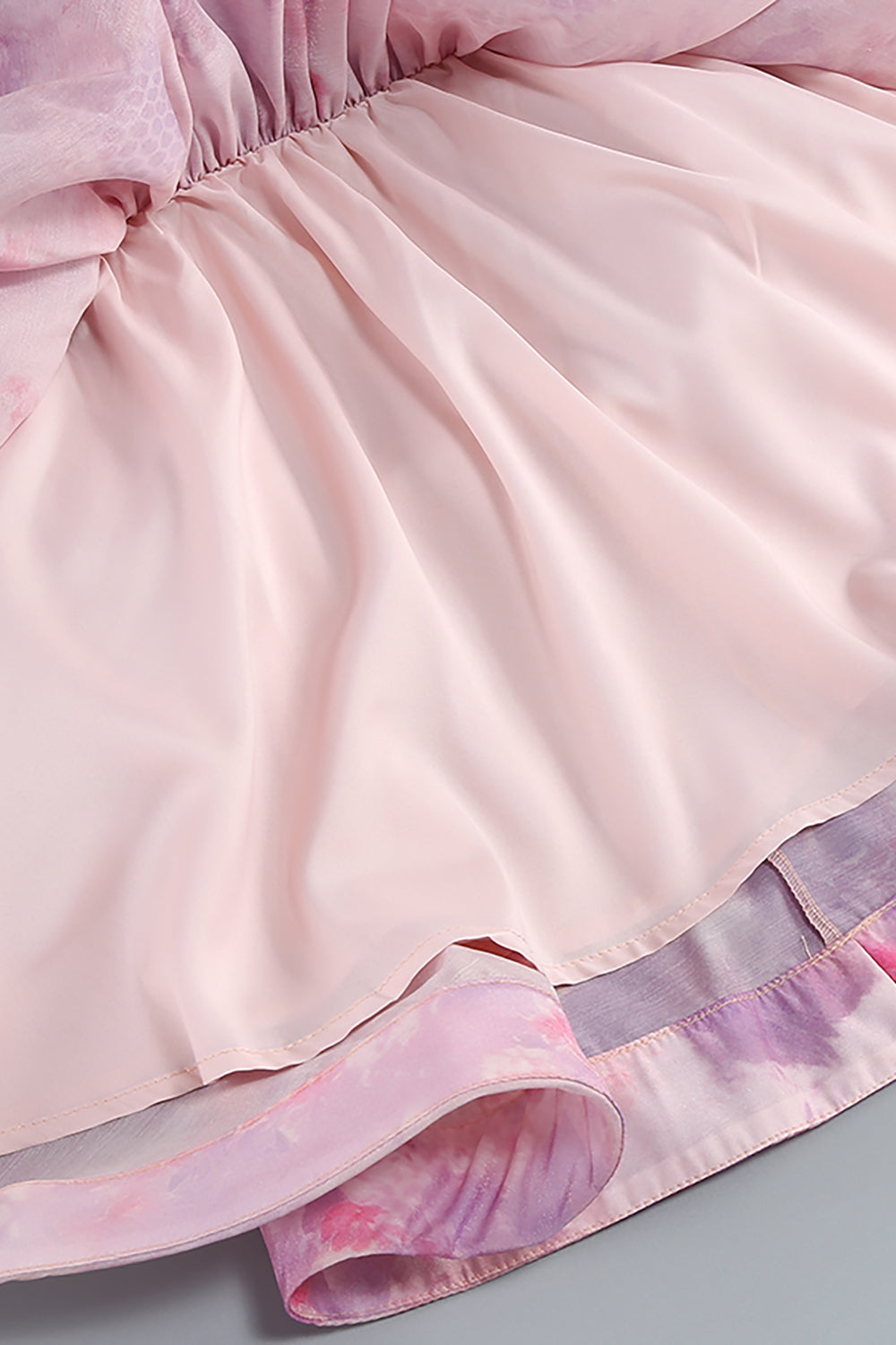 Deep V Floral Print Ruffled Mini Dress