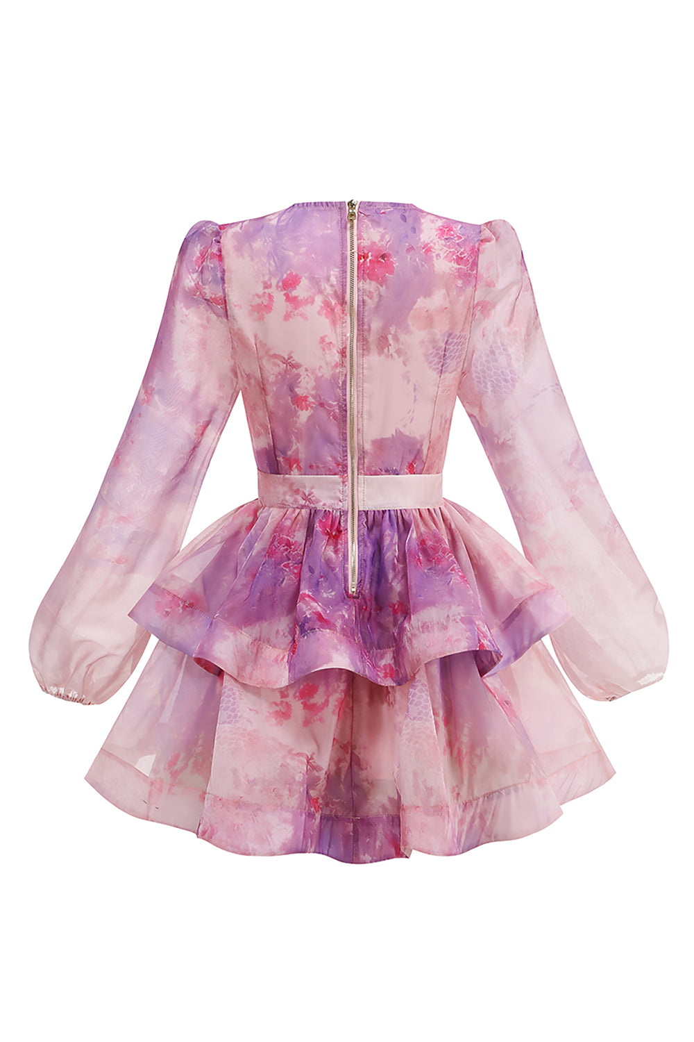 Deep V Floral Print Ruffled Mini Dress