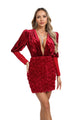 Deep V Ruched Velvet Floral Mini Dress