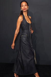 Denim Halterneck Midi Dress