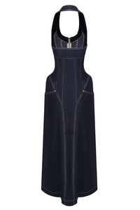 Denim Halterneck Midi Dress