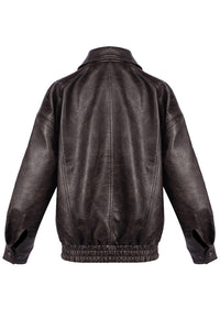 Oversized Double-breasted Leather Jacket