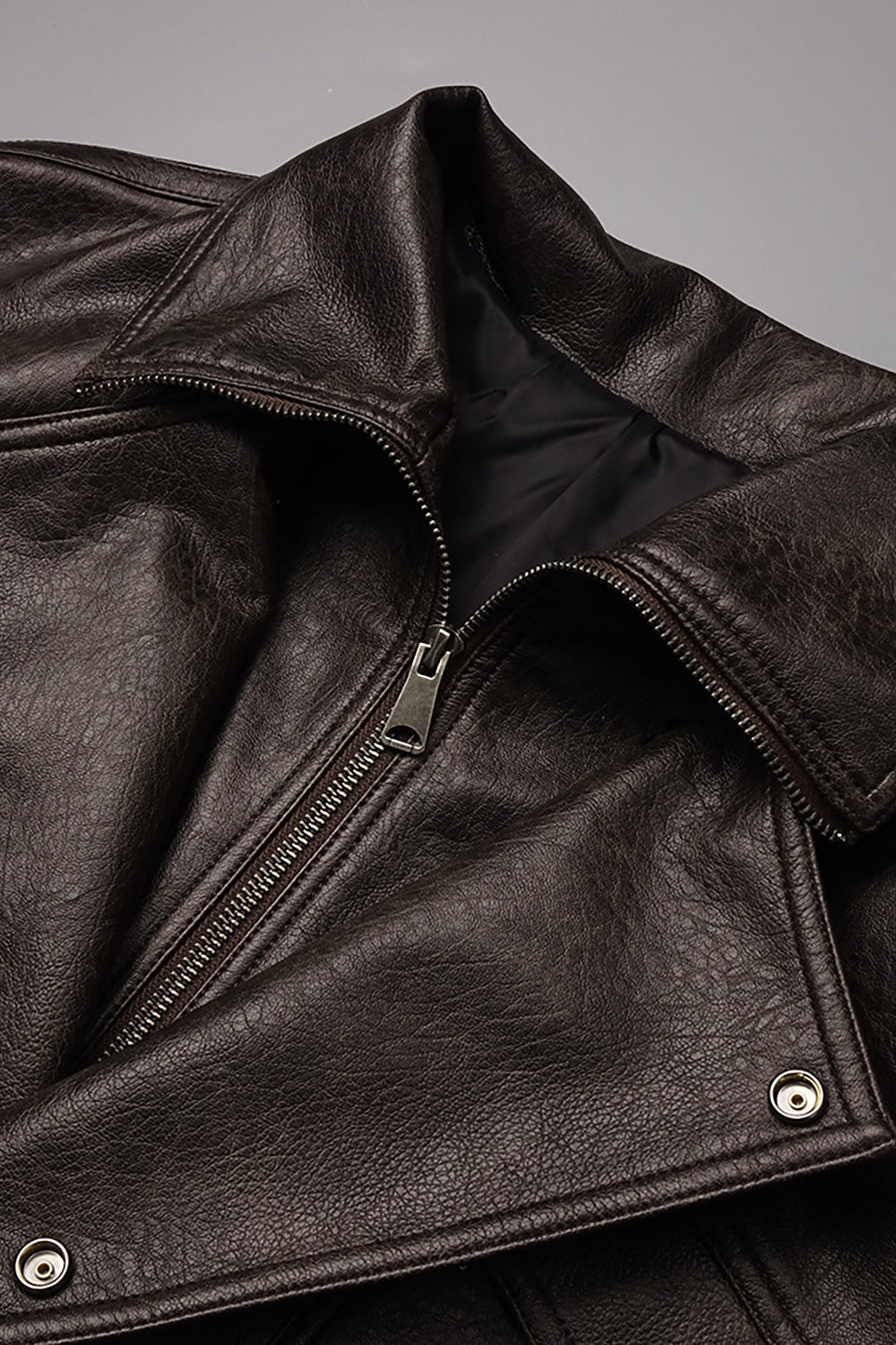 Oversized Double-breasted Leather Jacket