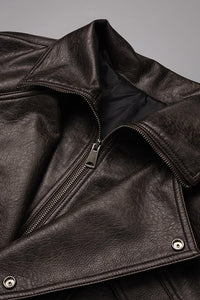 Oversized Double-breasted Leather Jacket