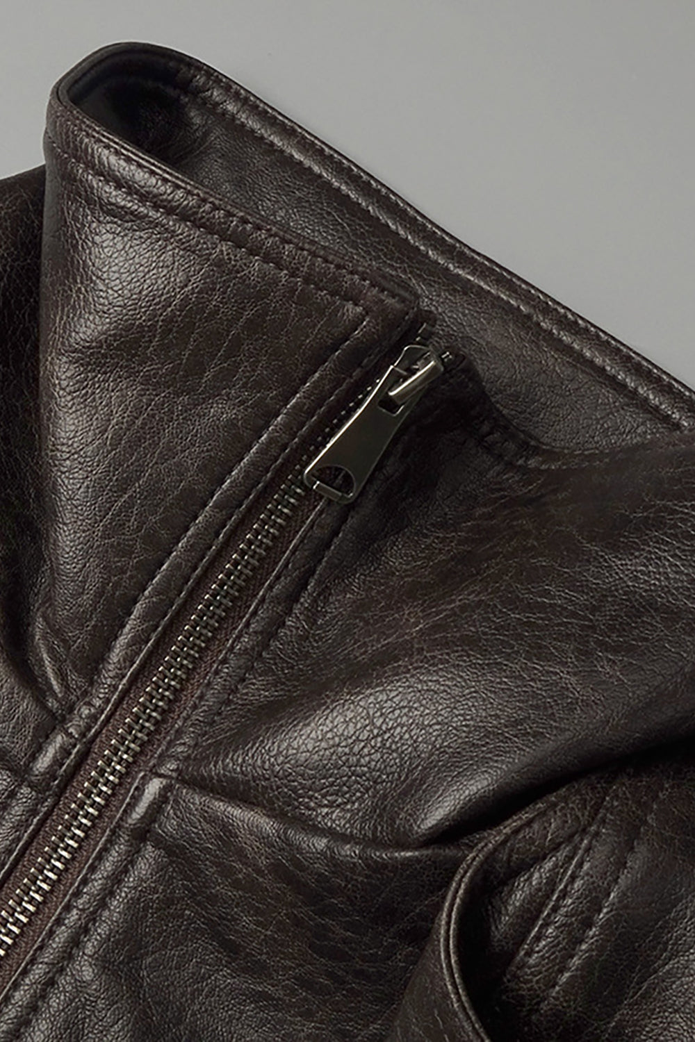 Oversized Double-breasted Leather Jacket