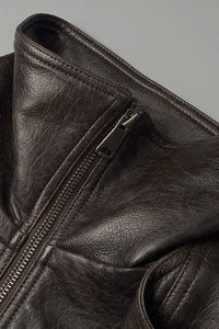 Oversized Double-breasted Leather Jacket