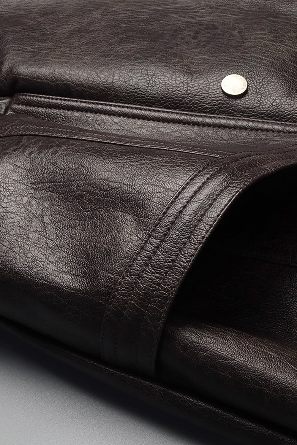 Oversized Double-breasted Leather Jacket