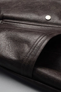 Oversized Double-breasted Leather Jacket