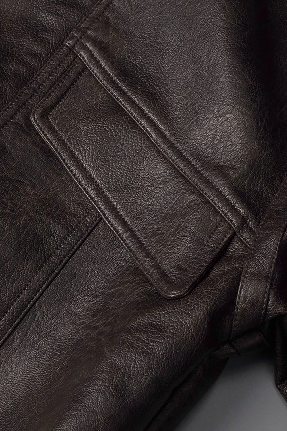 Oversized Double-breasted Leather Jacket