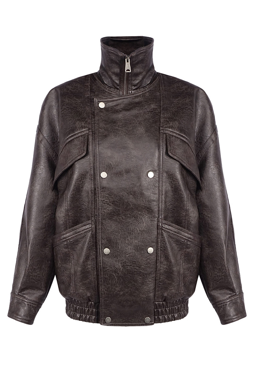 Oversized Double-breasted Leather Jacket – IULOVER