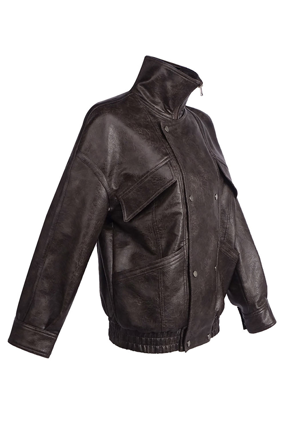 Oversized Double-breasted Leather Jacket