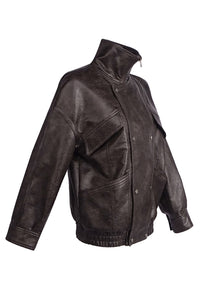 Oversized Double-breasted Leather Jacket