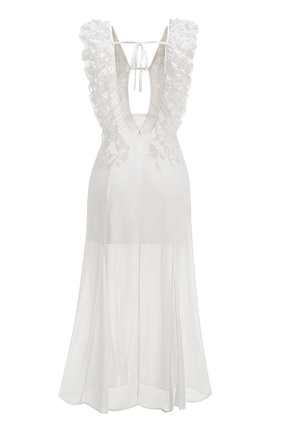 drama ruffle maxi dress Windsor Chic Drama Strapless High Slit Ruffle Maxi Dress