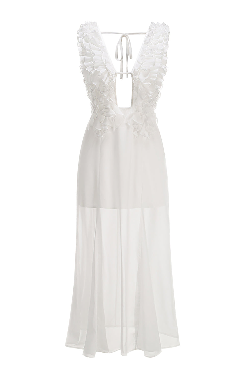 Drama Pleat Ruffle Maxi Dress White / Small Drama Pleat Ruffle Maxi Dress White / Small