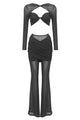 Draped Cut Out Top Mesh Pant