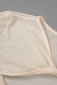 Draped Cut Out Top Mesh Pant