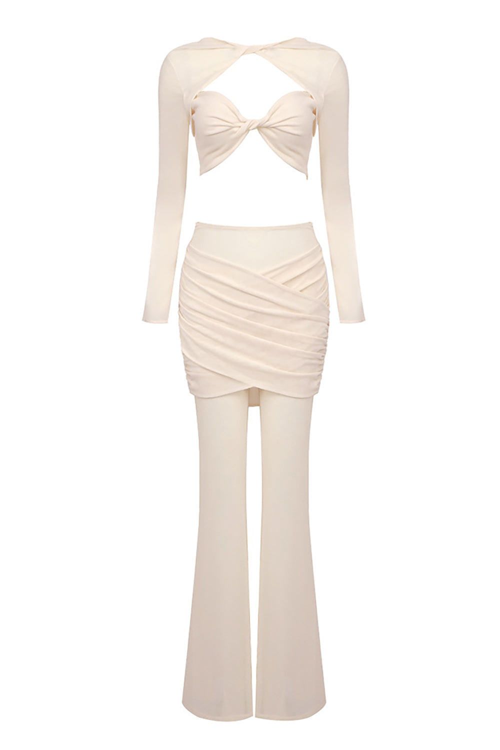 Draped Cut Out Top Mesh Pant