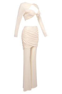 Draped Cut Out Top Mesh Pant