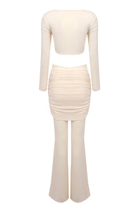 Draped Cut Out Top Mesh Pant