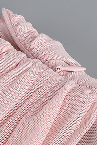 Long Sleeve Draped Mesh Maxi Dress